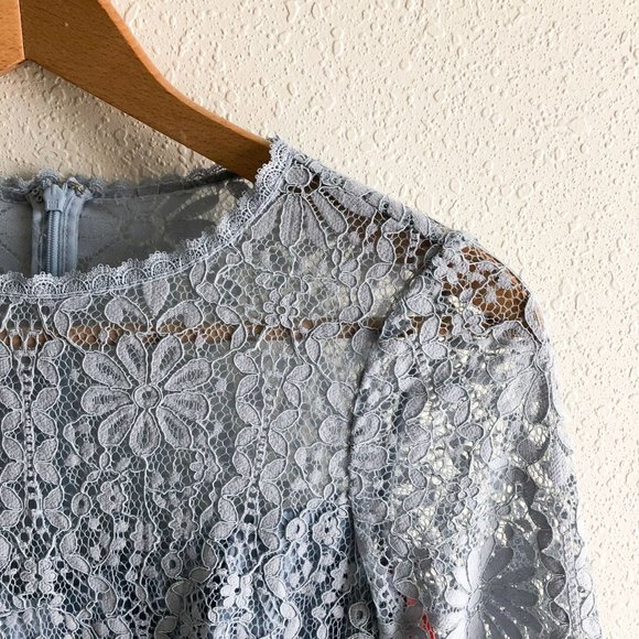 NWT Monique Lhuillier Blue Lace Tiered Dress Size 4 - Picture 6 of 12